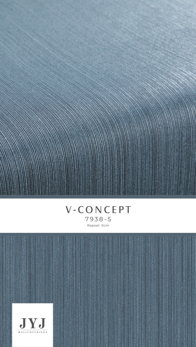 Giấy dán tường vân tăm dọc màu xanh Vconcept 7938-5